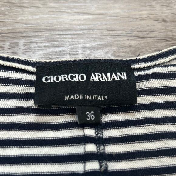Giorgio Armani Black White Stripe Sleeveless Bow Top 36 Made in Italy Minimalist - Picture 5 of 5